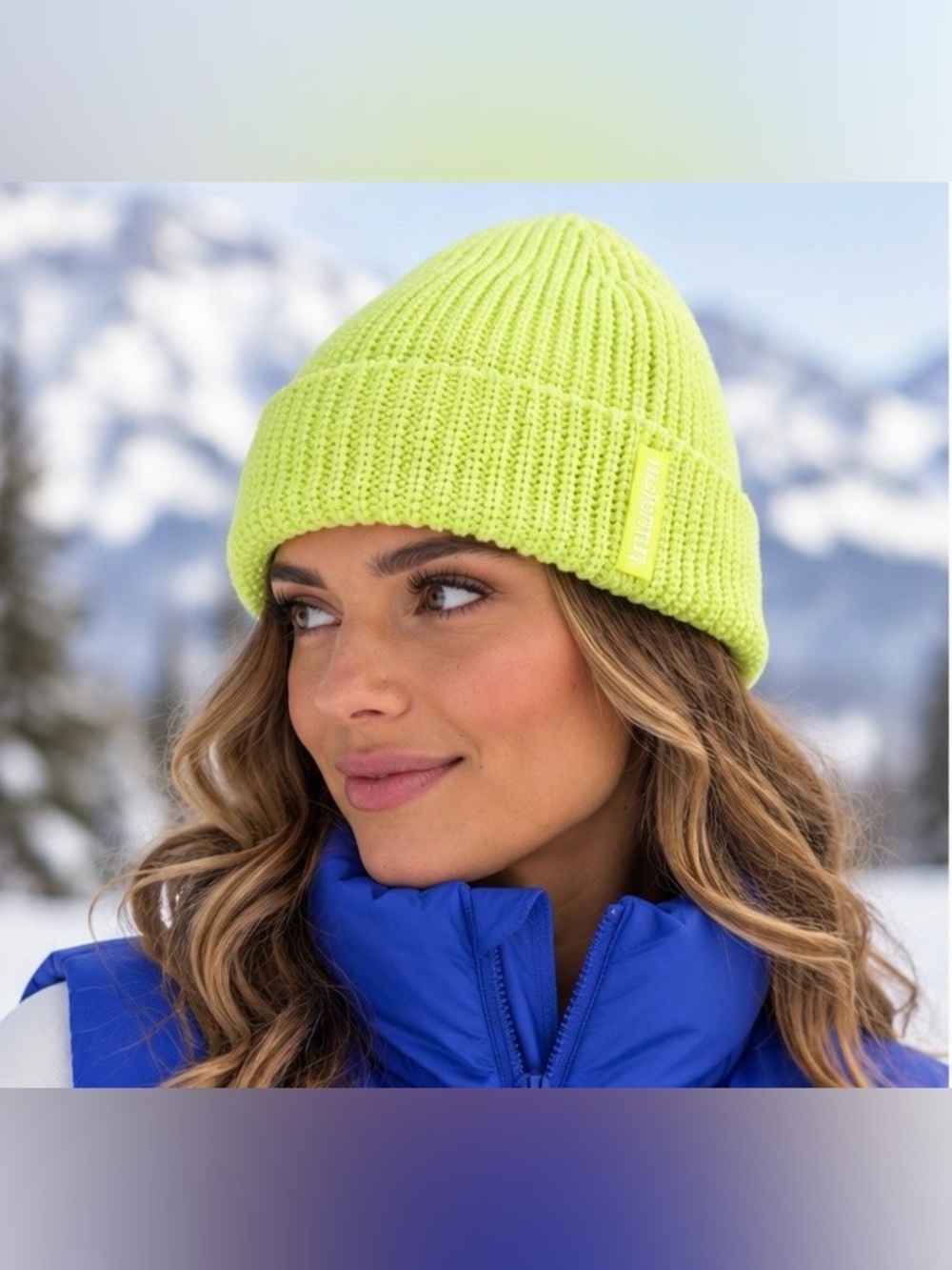 🍋Lululemon “Electric Lemon” Close Fit Cotton Blend Ribbed Beanie - size: S/M